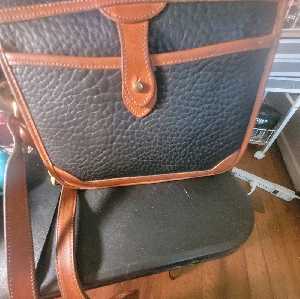 Dooney & Bourke Black and Brown Messenger Bag with Buckle Closure - Picture 3 of 16